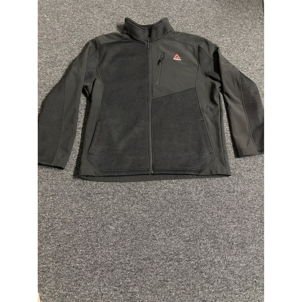 Reebok Men's Black Fleece Lined Full Zip‎ Jacket Size 2XL Athletic Casual